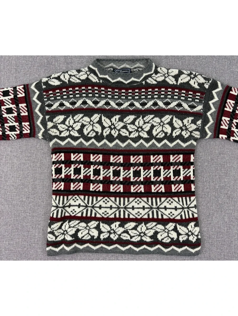 Vintage 80s 90s JG Browne Fair Isle Nordic Christmas Themed Sweater Size Medium
